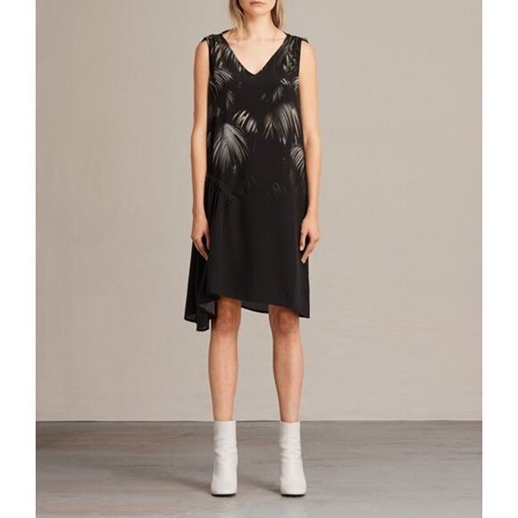 ALLSAINTS Rye Neluwa Silk Dress Tropical Palm Tree Print Size Small - Picture 1 of 8